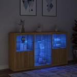 vidaXL Servantă cu lumini LED, stejar sonoma, 181,5x37x100 cm