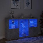 vidaXL Servantă cu lumini LED, gri beton, 181,5x37x100 cm vidaXL Servantă cu lumini LED, gri beton, 181,5x37x100 cm
