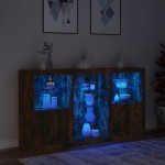 vidaXL Servantă cu lumini LED, stejar fumuriu, 181,5x37x100 cm vidaXL Servantă cu lumini LED, stejar fumuriu, 181,5x37x100 cm