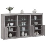vidaXL Servantă cu lumini LED, gri sonoma, 181,5x37x100 cm vidaXL Servantă cu lumini LED, gri sonoma, 181,5x37x100 cm