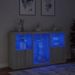 vidaXL Servantă cu lumini LED, gri sonoma, 181,5x37x100 cm vidaXL Servantă cu lumini LED, gri sonoma, 181,5x37x100 cm