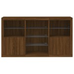 vidaXL Servantă cu lumini LED, stejar maro, 181,5x37x100 cm