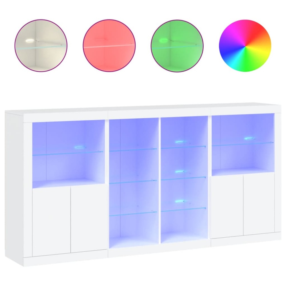 vidaXL Servantă cu lumini LED, alb, 202x37x100 cm