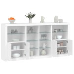 vidaXL Servantă cu lumini LED, alb, 202x37x100 cm vidaXL Servantă cu lumini LED, alb, 202x37x100 cm
