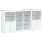vidaXL Servantă cu lumini LED, alb, 202x37x100 cm vidaXL Servantă cu lumini LED, alb, 202x37x100 cm