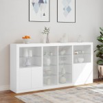 vidaXL Servantă cu lumini LED, alb, 202x37x100 cm vidaXL Servantă cu lumini LED, alb, 202x37x100 cm