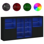 vidaXL Servantă cu lumini LED, negru, 202x37x100 cm
