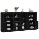 vidaXL Servantă cu lumini LED, negru, 202x37x100 cm