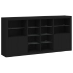 vidaXL Servantă cu lumini LED, negru, 202x37x100 cm