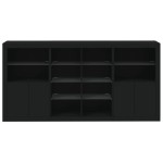 vidaXL Servantă cu lumini LED, negru, 202x37x100 cm