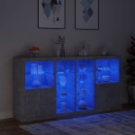 vidaXL Servantă cu lumini LED, gri beton, 202x37x100 cm vidaXL Servantă cu lumini LED, gri beton, 202x37x100 cm