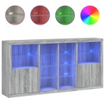 vidaXL Servantă cu lumini LED, gri sonoma, 202x37x100 cm vidaXL Servantă cu lumini LED, gri sonoma, 202x37x100 cm