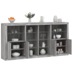 vidaXL Servantă cu lumini LED, gri sonoma, 202x37x100 cm vidaXL Servantă cu lumini LED, gri sonoma, 202x37x100 cm