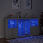 vidaXL Servantă cu lumini LED, gri sonoma, 202x37x100 cm vidaXL Servantă cu lumini LED, gri sonoma, 202x37x100 cm