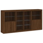 vidaXL Servantă cu lumini LED, stejar maro, 202x37x100 cm