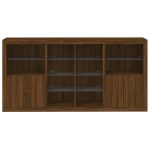 vidaXL Servantă cu lumini LED, stejar maro, 202x37x100 cm