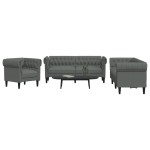 vidaXL Set de canapele, 3 piese, gri închis, textil vidaXL Set de canapele, 3 piese, gri închis, textil