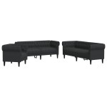 vidaXL Set de canapele, 3 piese, negru, textil vidaXL Set de canapele, 3 piese, negru, textil