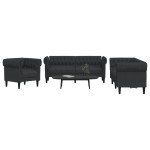 vidaXL Set de canapele, 3 piese, negru, textil vidaXL Set de canapele, 3 piese, negru, textil