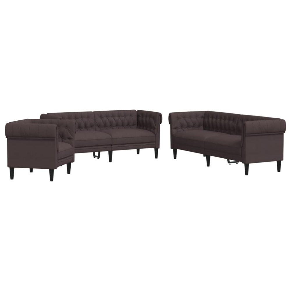 vidaXL Set canapele, 3 piese, maro închis, material textil