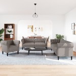 vidaXL Set de canapele, 3 piese, gri taupe, textil vidaXL Set de canapele, 3 piese, gri taupe, textil