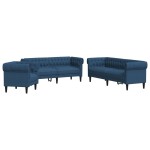vidaXL Set canapele, 3 piese, albastru, material textil vidaXL Set canapele, 3 piese, albastru, material textil