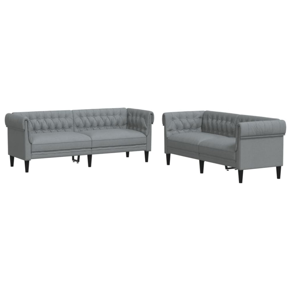 vidaXL Set de canapele, 2 piese, gri deschis, material textil