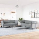 vidaXL Set de canapele, 2 piese, gri deschis, material textil vidaXL Set de canapele, 2 piese, gri deschis, material textil