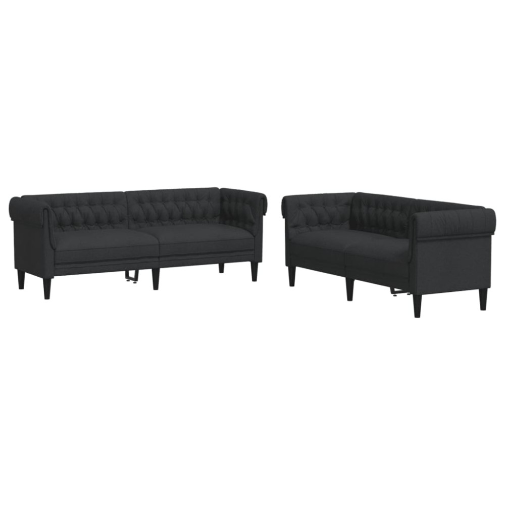 vidaXL Set de canapele, 2 piese, negru, material textil