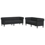 vidaXL Set de canapele, 2 piese, negru, material textil vidaXL Set de canapele, 2 piese, negru, material textil