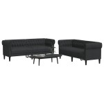 vidaXL Set de canapele, 2 piese, negru, material textil vidaXL Set de canapele, 2 piese, negru, material textil