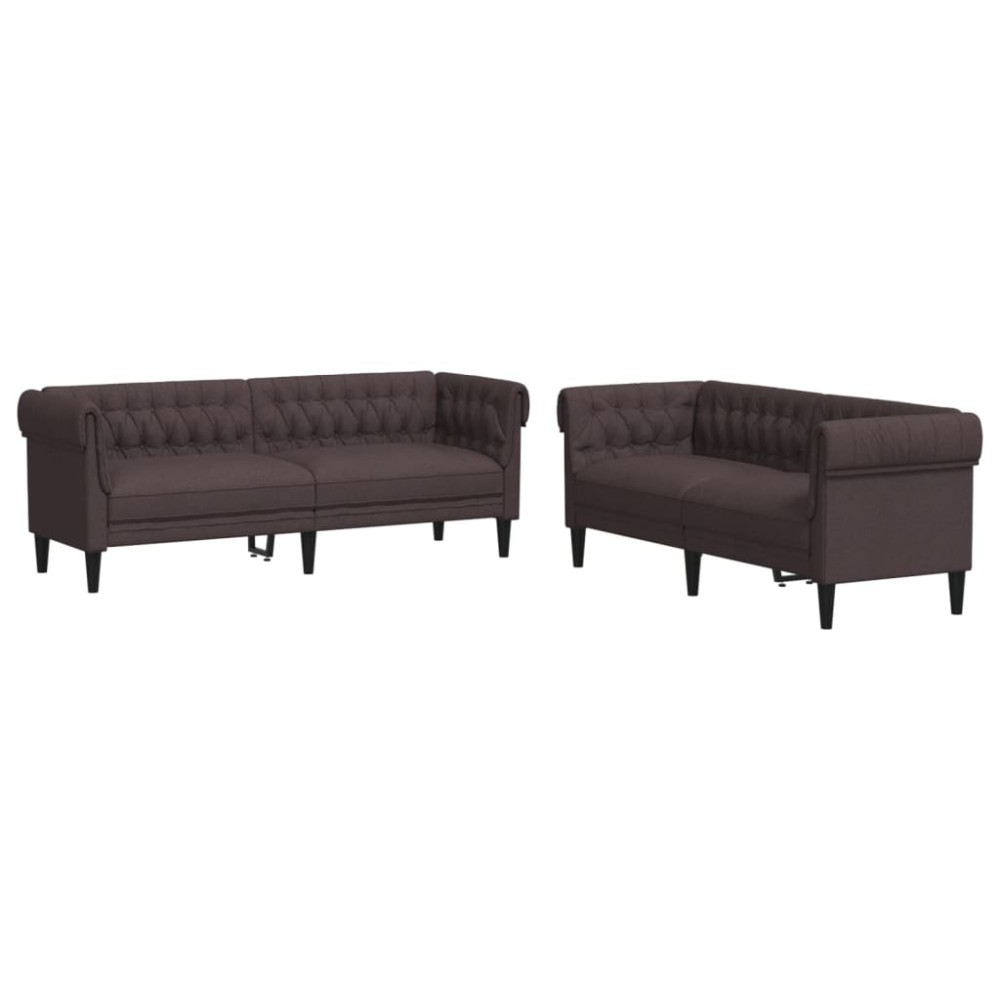 vidaXL Set canapele, 2 piese, maro închis, material textil