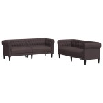 vidaXL Set canapele, 2 piese, maro închis, material textil