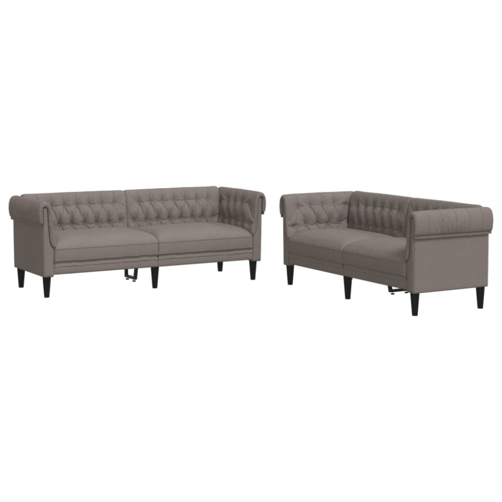 vidaXL Set de canapele, 2 piese, gri taupe, material