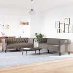vidaXL Set de canapele, 2 piese, gri taupe, material