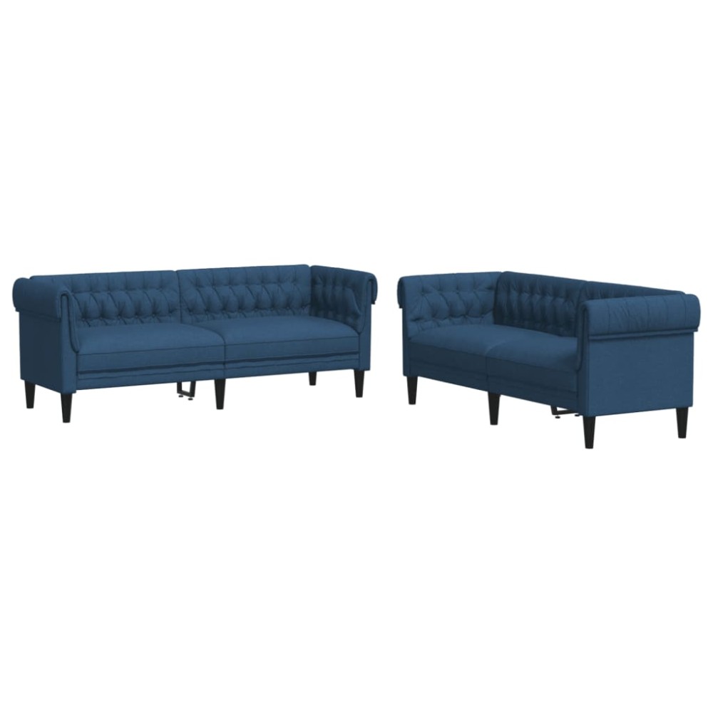 vidaXL Set canapele, 2 piese, albastru, material textil