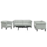 vidaXL Set de canapele, 3 piese, gri deschis, catifea vidaXL Set de canapele, 3 piese, gri deschis, catifea