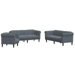 vidaXL Set de canapele, 3 piese, gri închis, catifea vidaXL Set de canapele, 3 piese, gri închis, catifea