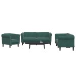 vidaXL Set de canapele, 3 piese, verde închis, catifea vidaXL Set de canapele, 3 piese, verde închis, catifea
