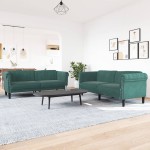 vidaXL Set canapele, 2 piese, verde închis, catifea vidaXL Set canapele, 2 piese, verde închis, catifea