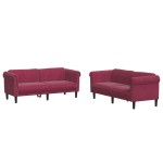 vidaXL Set canapele, 2 piese, roșu vin, catifea