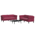 vidaXL Set canapele, 2 piese, roșu vin, catifea