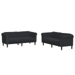 vidaXL Set canapea 2 piese, negru, catifea