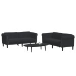 vidaXL Set canapea 2 piese, negru, catifea
