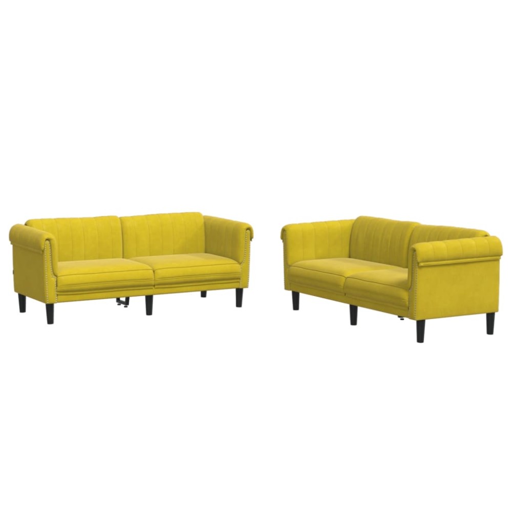 vidaXL Set canapea 2 piese, galben, catifea