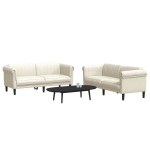 vidaXL Set canapea 2 piese, crem, catifea
