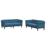 vidaXL Set canapea 2 piese, albastru, catifea