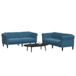 vidaXL Set canapea 2 piese, albastru, catifea