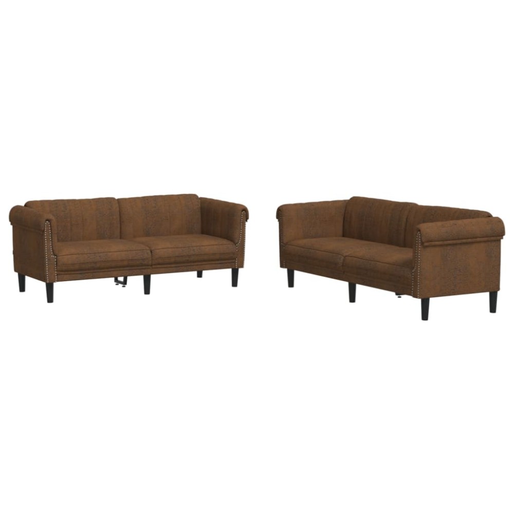 vidaXL Set canapea 2 piese, maro, catifea