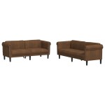 vidaXL Set canapea 2 piese, maro, catifea